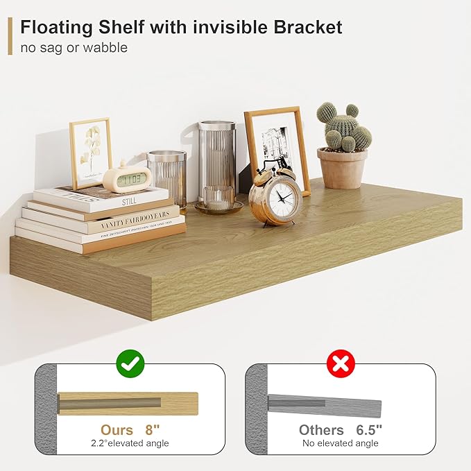 Heimlove Oak Bathroom Shelves Floating Shelves - Image 6