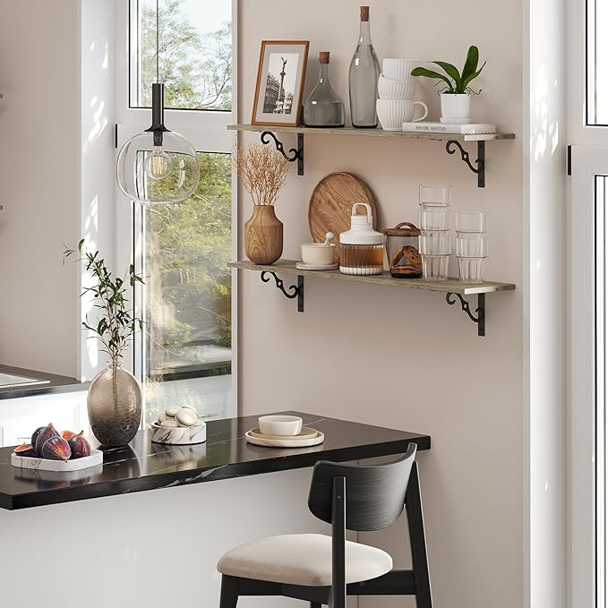 DINZI LVJ Long Wall Shelves, 23.6 Inch Large Floating Shelves Set of 2 - Image 2