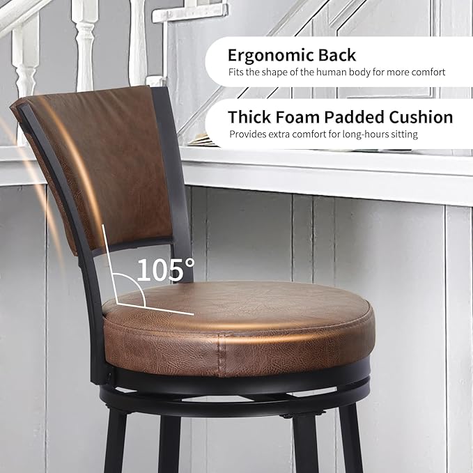 Bar Stools, Counter Height Barstools Set of 2, Modern Upholstered Counter Stools - Image 6