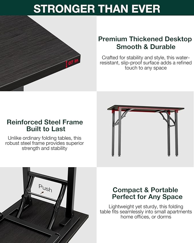 Frylr Small Folding Computer Desk – 55.1 Inch Portable Table - Image 6