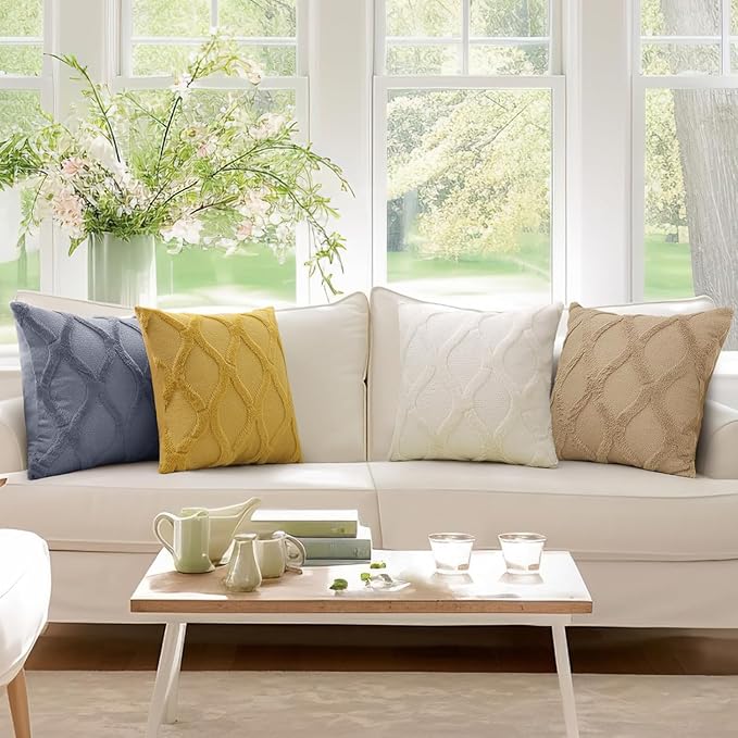 decorUhome Throw Pillow Covers 22x22 Inch Set of 2, Soft Plush Faux Fur Wool - Image 8