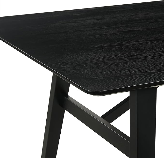 Armen Living Channell Mid Century Modern 6 Piece Black Wood Dining Table Set - Image 10