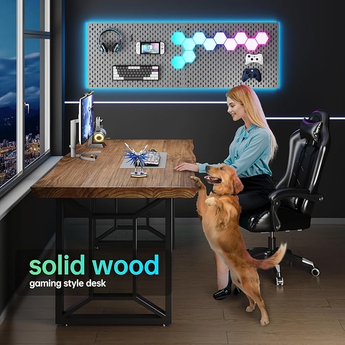 Solid Wood Computer Desk Study Office Desk 55" Writing, Modern Simple Style PC - Image 5