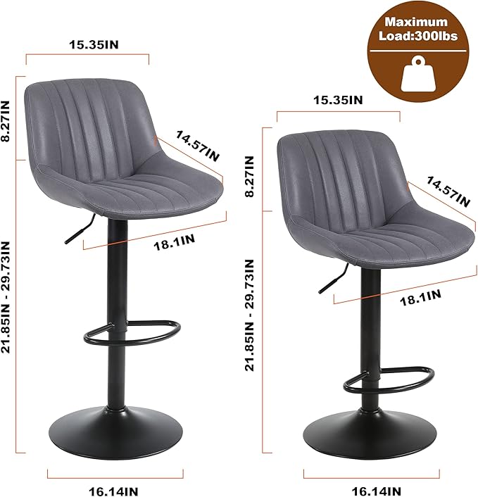 Bar Stools Set of 4, Swivel Counter Height Barstools - Image 3