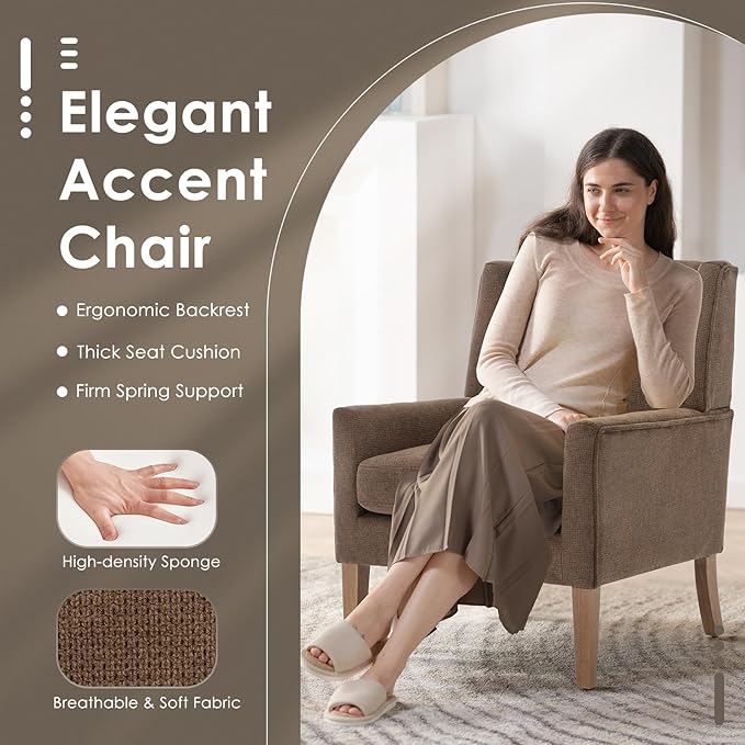 COLAMY Modern Wingback Living Room Chair, Upholstered Fabric Accent Armchair - Image 5