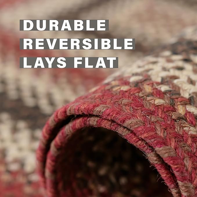 Homespice Chester Rustic Braided Rug 6x9' Oval in Red - Image 4