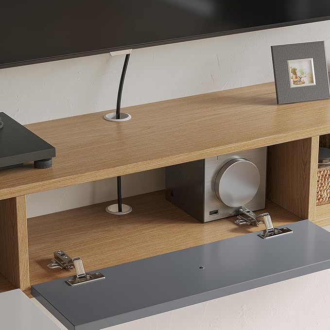 Modern Floating TV Stand with Doors, 55‘’ Wall Mounted Media Console Cabinet - Image 8