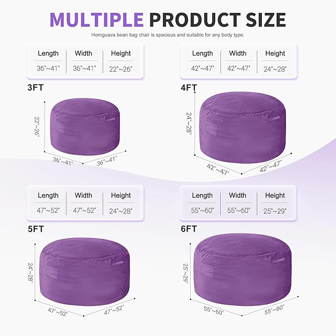 Homguava 5 FT Bean Bag Chair: 5' Bean Bags - Image 2