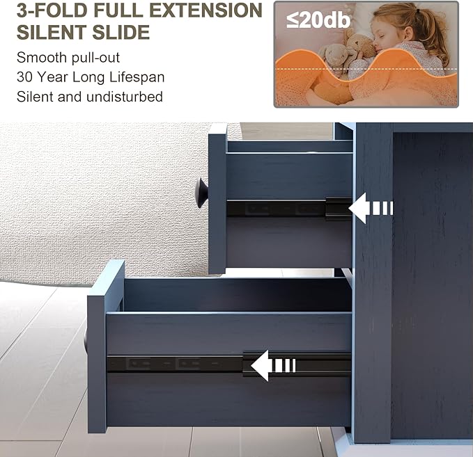 End Table with Fast USB C Charging Station, Large Storage Rustic Wood Square - Image 5