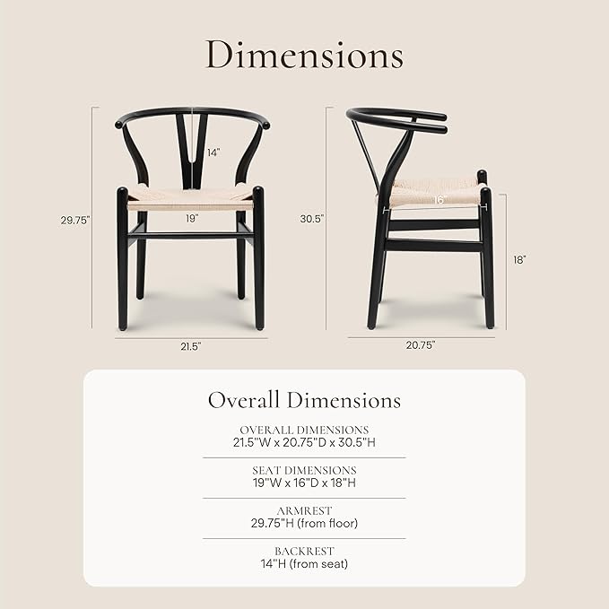 POLY & BARK Weave Dining Chair – Mid-Century Modern Wishbone Dining Chair - Image 2
