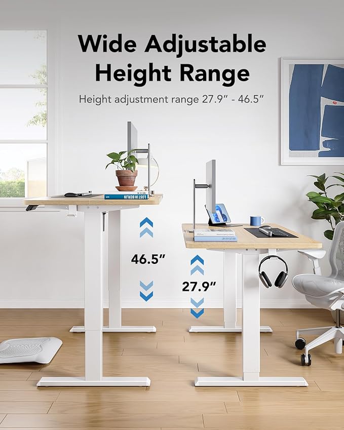 HUANUO 55" x 28" Electric Standing Desk Adjustable Height, 4 Memory Height - Image 4