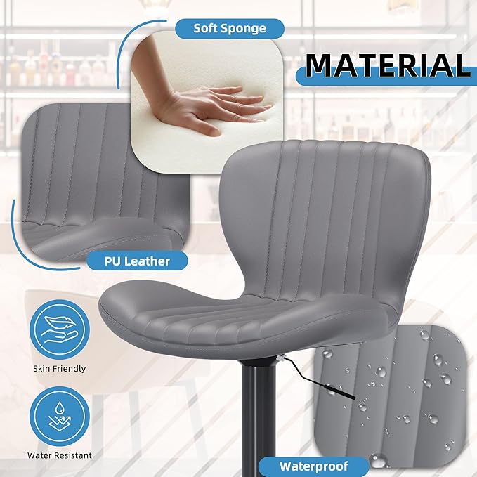 Shintenchi Bar Stools Set of 6 Modern Swivel Bar Chairs, Counter Height Faux - Image 7