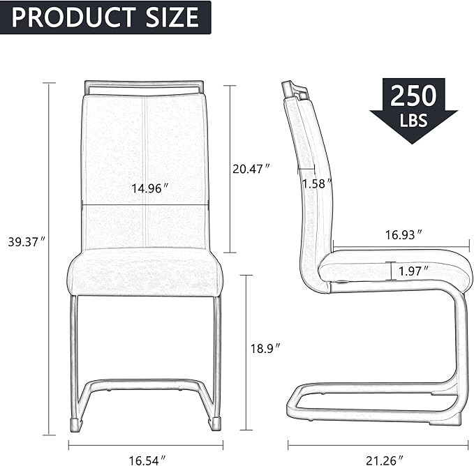 Dining Chairs Set of 6, Faux Leather - Image 3