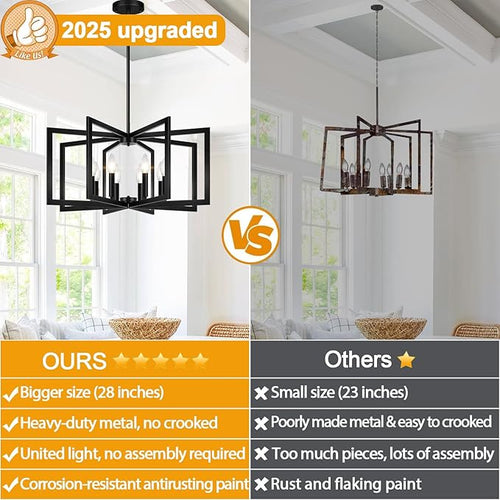 28" Modern Large Black Chandelier - Image 2
