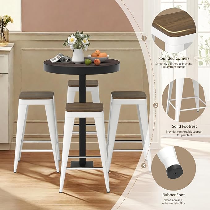 26 inch Backless Bar Stools Set of 4, Indoor Metal Bar Stools - Image 4