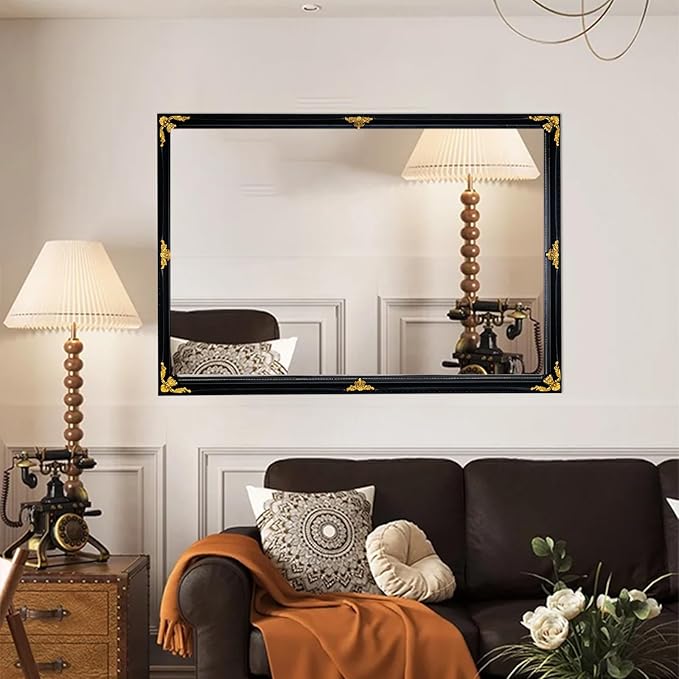 39" x 27" Large Vintage Decoration Mirror, Dark Antique Mirror Wall Decor by AutdotWallMirrors