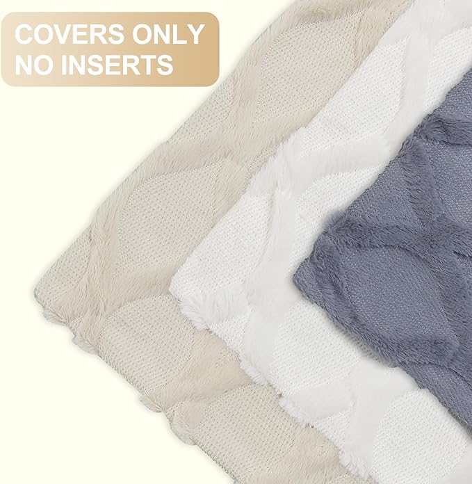 decorUhome Throw Pillow Covers 12x20 Inch Set of 2, Soft Plush Faux Fur Wool - Image 6