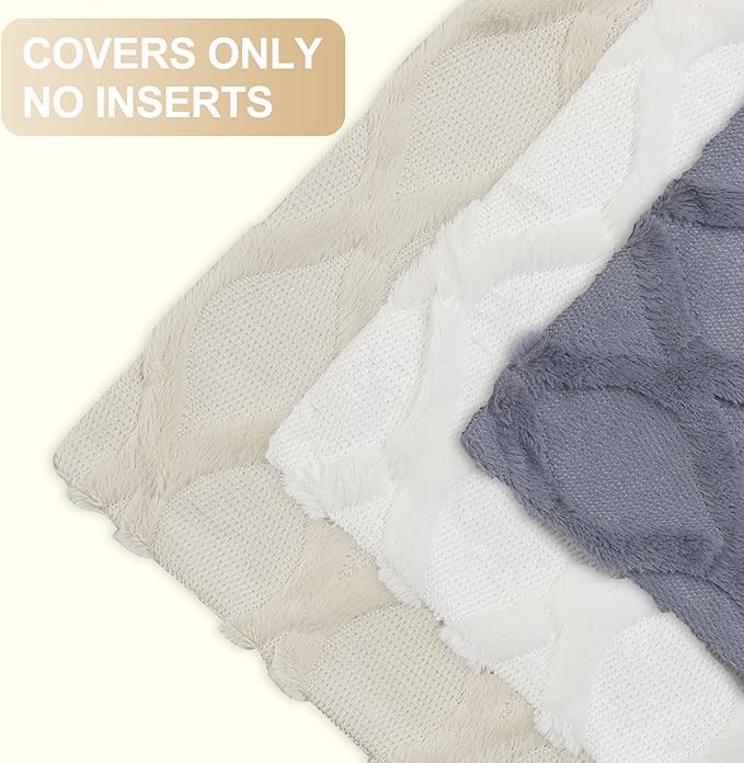 decorUhome Throw Pillow Covers 22x22 Inch Set of 2, Soft Plush Faux Fur Wool - Image 6