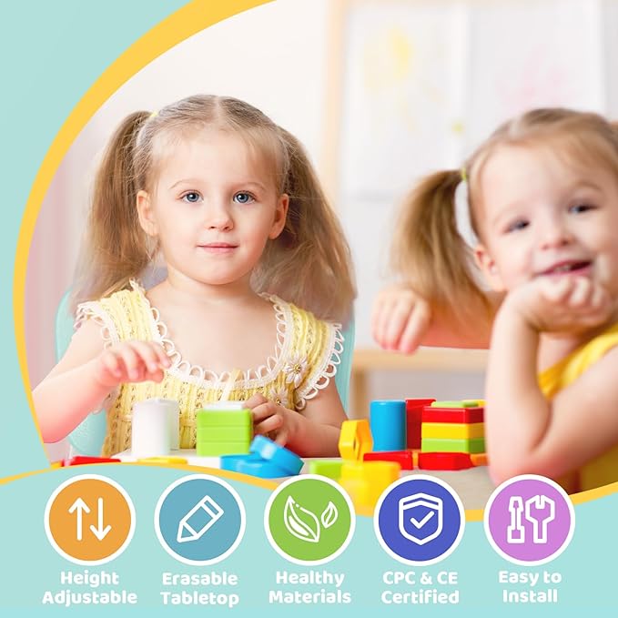 FUNLIO Kids Table and 4 Chairs Set, Height Adjustable Toddler Table and Chair - Image 2