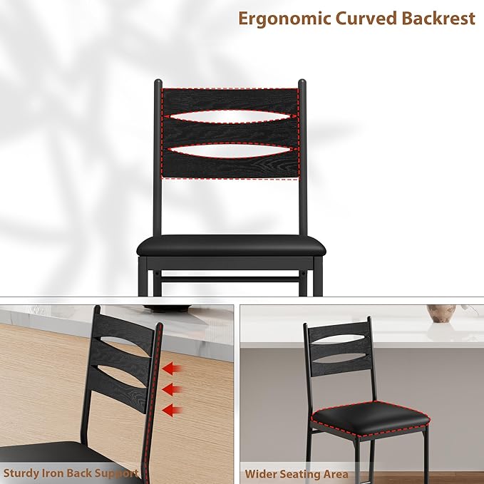 GarveeHome Bar Stools Set of 2, Wooden Barstools, Faux Leather Upholstered Bar - Image 5