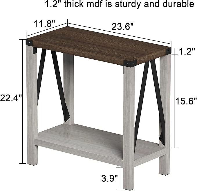 ChooChoo Farmhouse End Table Set of 2, Narrow Side End Table - Image 3