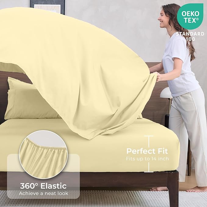 HEVUMYI Cream Yellow King Comforter Set - Image 5
