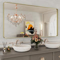 WEER Gold Bathroom Mirror, 60x30 Inch Brushed Gold Metal Frame, Rounded by WEER