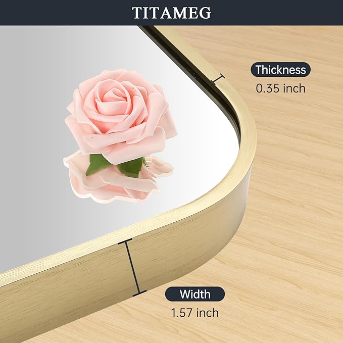20x30 Inch Bathroom Mirror for Wall, Aluminum Alloy Brushed for Bedroom or - Image 4