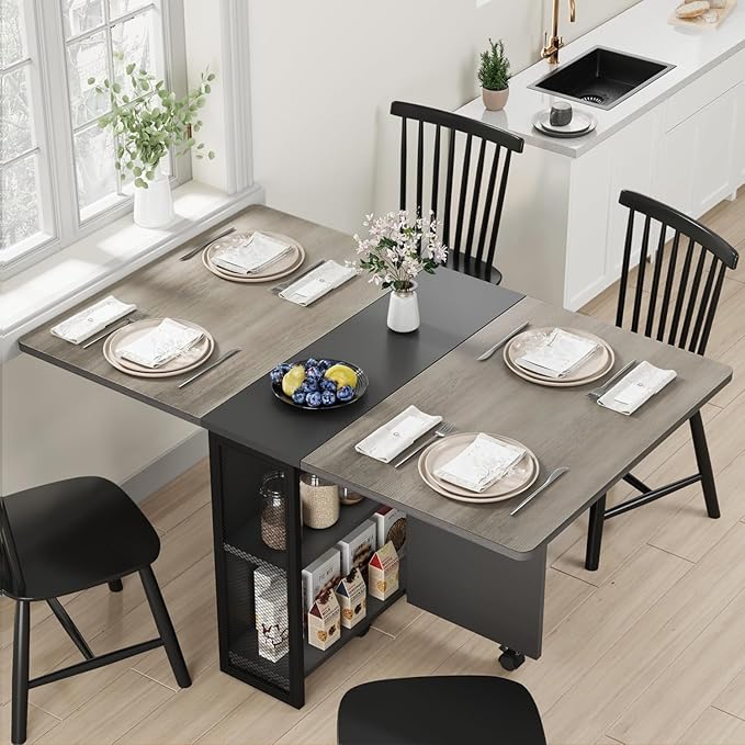 GarveeHome Folding Dining Table, Space Saving Farmhouse Dining Table - Image 5