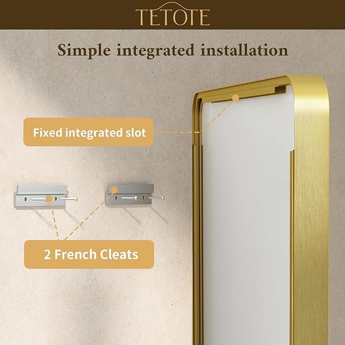 TETOTE Gold Mirror Bathroom 28 x 36 Brushed Gold Metal Framed Vanity Mirror - Image 6