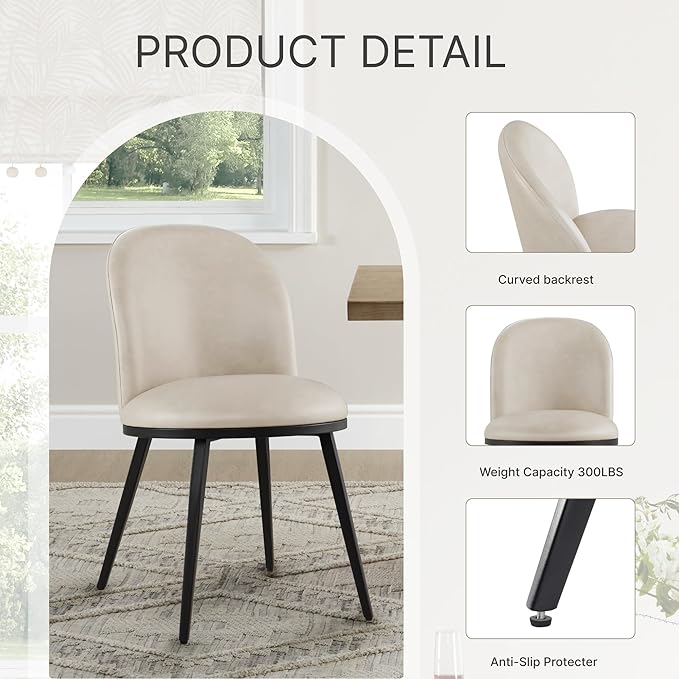 Dining Chairs Set of 4, Faux Leather Upholstered Dining Room Chairs - Image 5