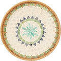 Round Rattan Tray with Mother of Pearl Inlay, Rattan Serving Tray with Wooden by Kmelep