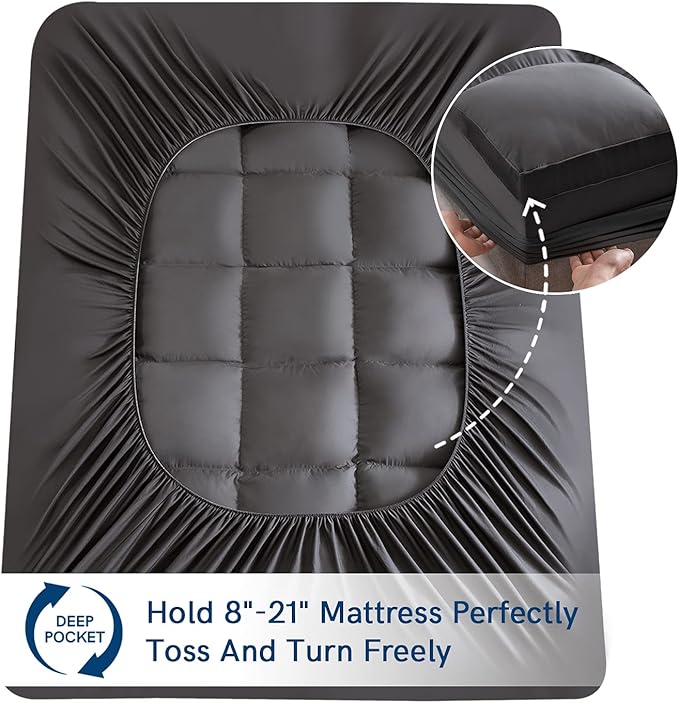 ELEMUSE Queen Grey Mattress Topper - Image 5