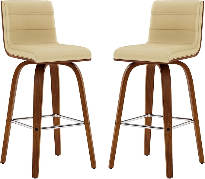 Armen Living Vienna 26" Swivel Counter Stool in Walnut Wood Finish - Image 15