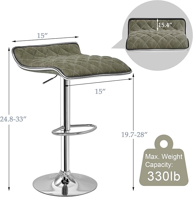 VECELO Bar Stools Set of 4, Adjustable Bar Stools, Bar Height Stools - Image 3