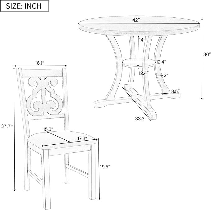 5-Piece Round Dining Table - Image 3