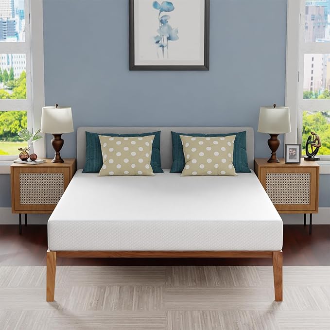 FDW | 8 Inch Queen Mattress | Medium Firm | Gel Memory Foam Mattress | White | by FDW