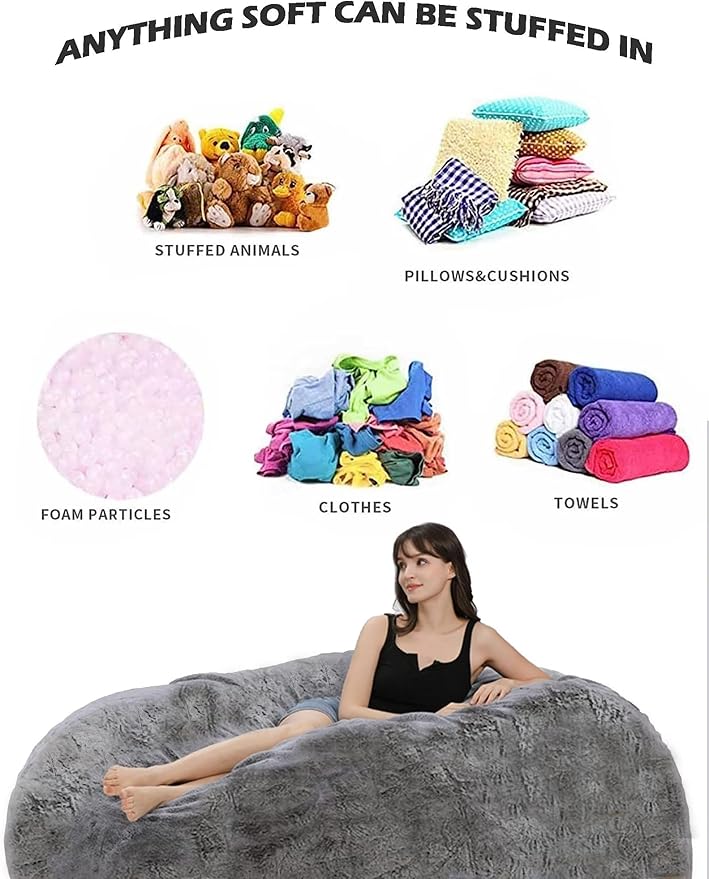 Bean Bag Chair for Adults Kids Without Filling Comfy Oversized Round Lounge - Image 5