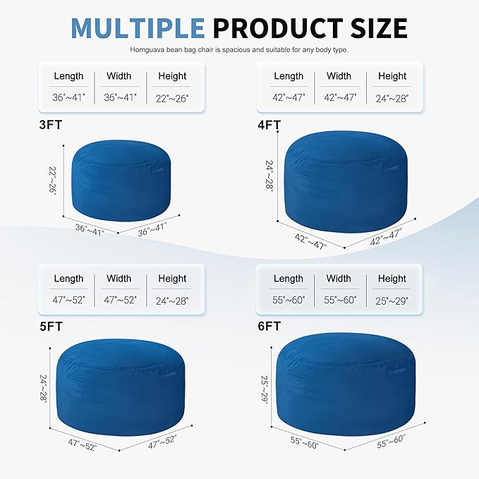 Homguava 4 FT Bean Bag Chair: 4' Bean Bags - Image 2