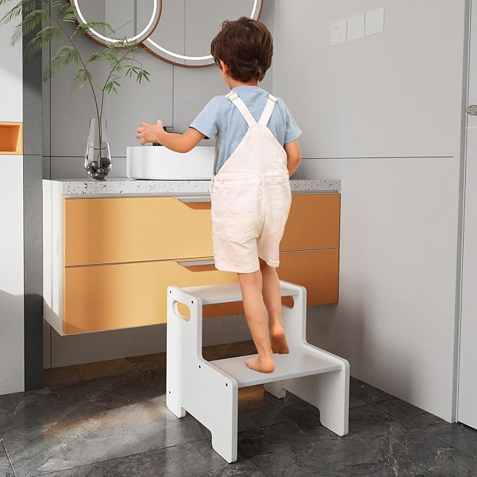Wooden Step Stool, Two Stepping Stool - Image 2