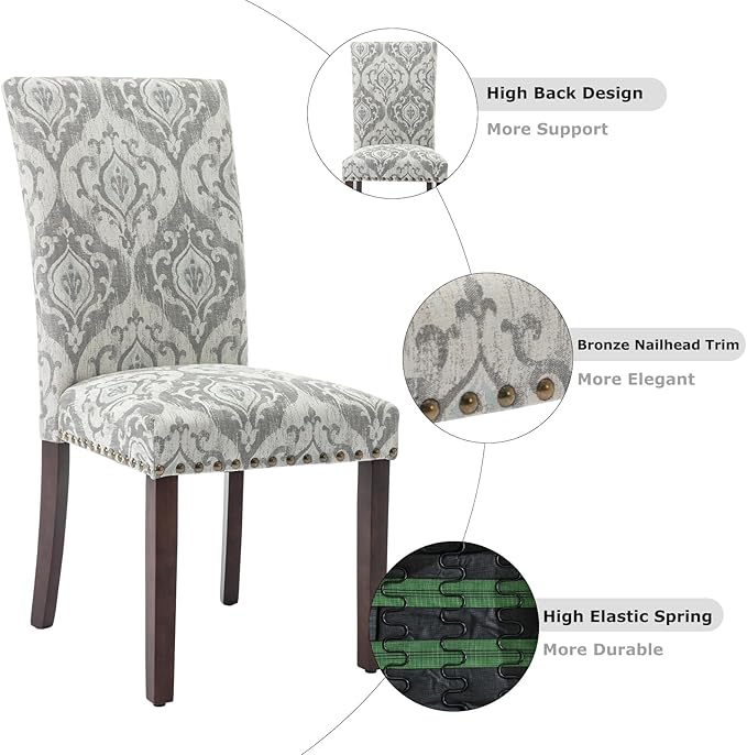 COLAMY Upholstered Parsons Dining Chairs Set of 4, Fabric Dining Room Kitchen - Image 5