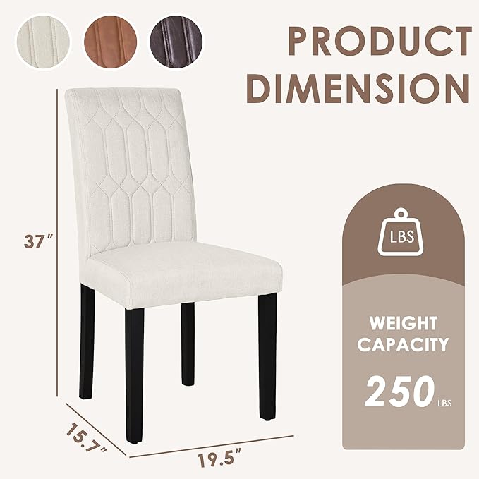 VECELO Upholstered Dining Chairs Set of 4, Modern Accent Parsons - Image 3