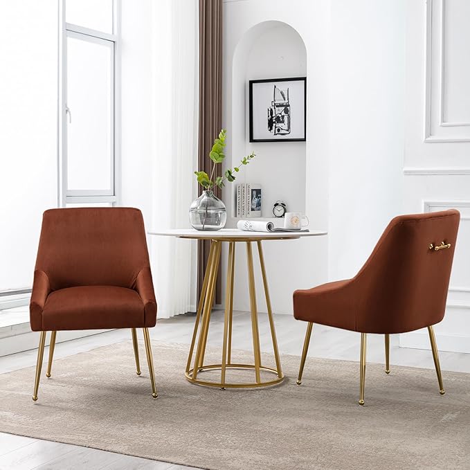 Modern Velvet Dining Chairs Set of 4, Contemporary Upholstered Furniture - Image 7