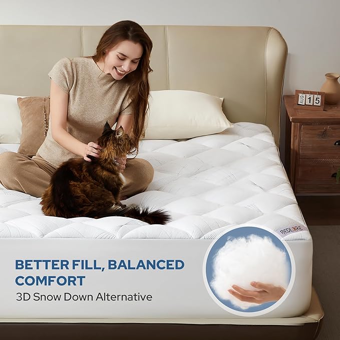 BEDLORE Queen Mattress Topper, Viscose Made from Bamboo Soft Pillow Top - Image 4