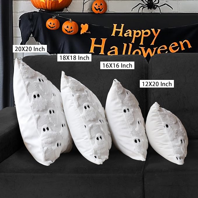 4TH Emotion Halloween Ghost Decorative Pillow Covers 16x16 Set of 2 - Image 6