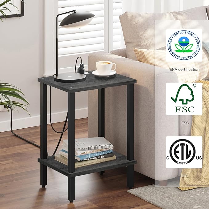TUTOTAK End Table with Charging Station, Small Side Table with Outlets - Image 4