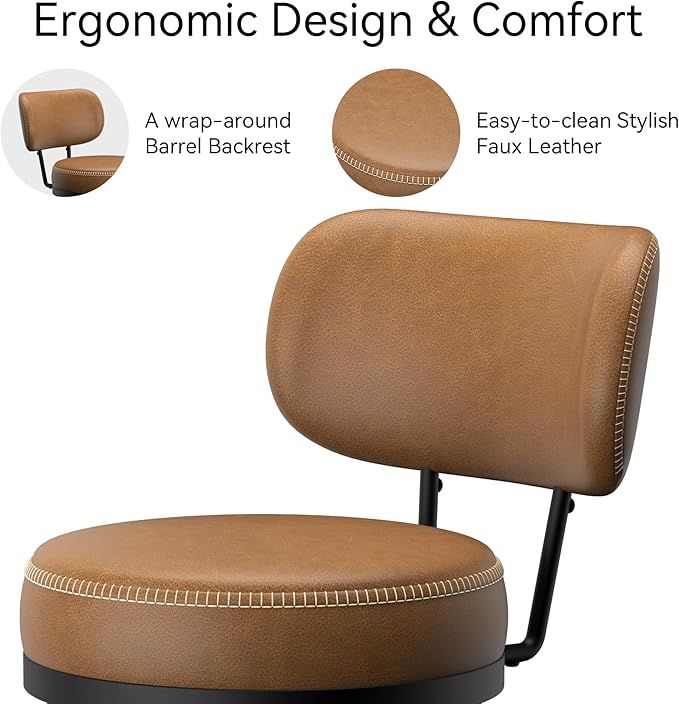 Counter Height Bar Stools, Faux Leather Kitchen Counter Stools - Image 4
