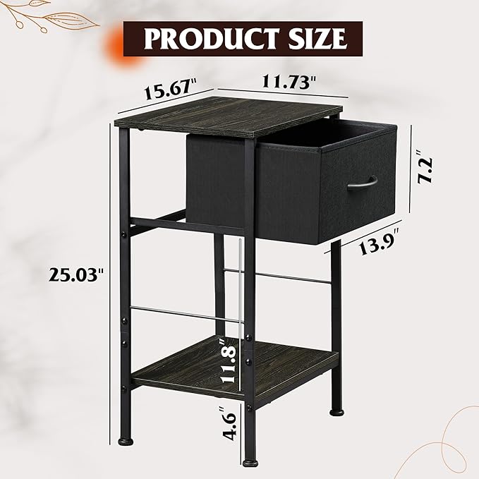 WLIVE Night Stand Set 2, Nightstand Set of 2 - Image 3