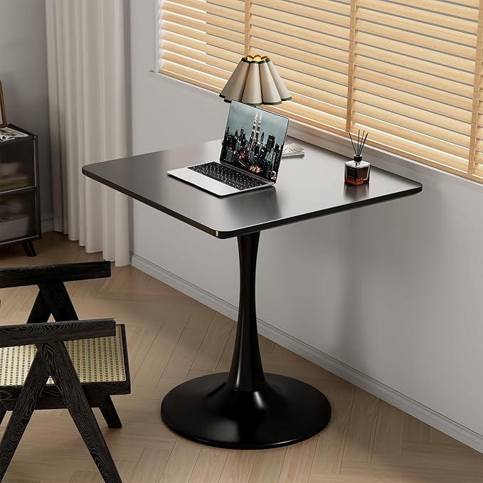 24" Black Tulip Table for Kitchen, Small Square Dining Table for 2 Person - Image 3