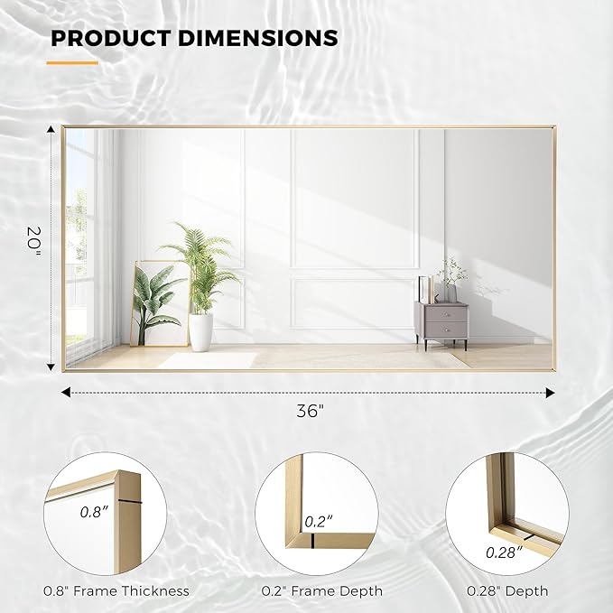 20x36 Inch Brass Bathroom Mirror - Image 9